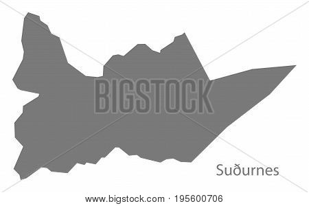 Sudurnes Iceland Region Map Grey Illustration Silhouette Shape