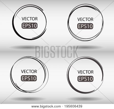 Set of Hand Drawn Scribble Circles. Vector design elements
