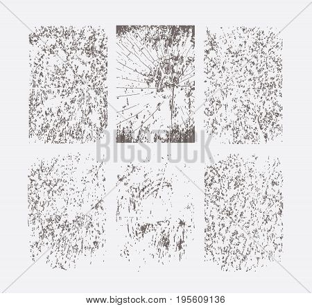 Set of grunge textures. Abstract vector template. Overlay illustration over any image to create grungy effect.