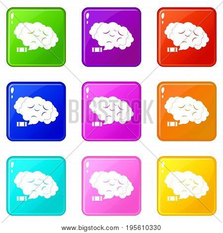 Tear gas icons of 9 color set isolated vector illustration