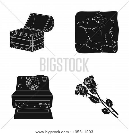 travel, technology and or  icon in black style. Education, floriculture icons in set collection.