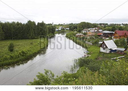 Landscape with the turn of the river Suzdal Russia