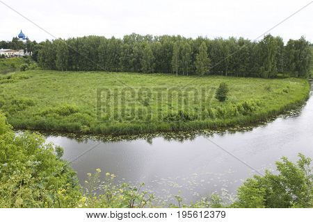 Landscape with the turn of the river Suzdal Russia