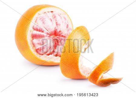 Grapefruit citrus fruit with half isolated on white with clipping path
