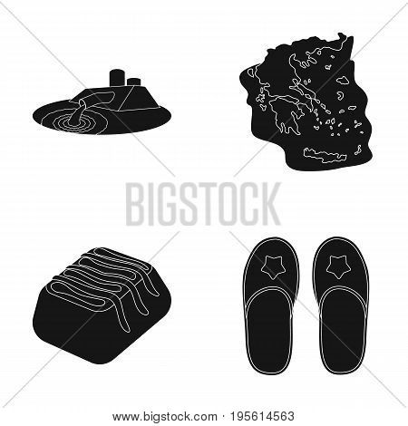 shoes, oil refining and or  icon in black style.traveling, cooking icons in set collection.
