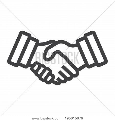 Business handshake line icon, contract and agreement, vector graphics, a linear pattern on a white background, eps 10.