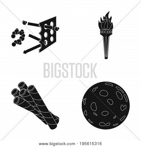space, training and or  icon in black style.cooking, sports icons in set collection.