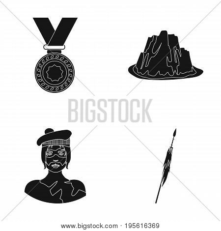 Sports, history and or  icon in black style.tourism, travel icons in set collection.