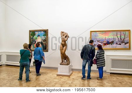 SAINT - PETERSBURG, RUSSIA - JULY 16, 2017: People look at the 