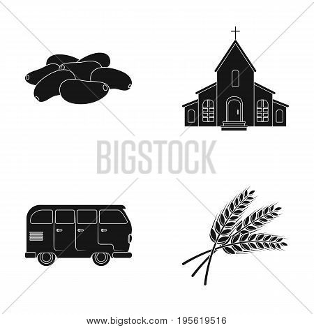 culinary, religion and other  icon in black style. transport, agriculture icons in set collection.