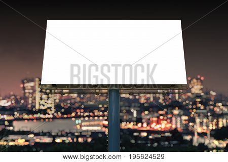 Large Billboard Against Sky At Night. 3D Rendered Illustration.