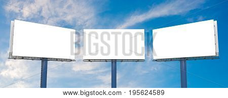 Large Billboards Against Blue Sky. 3D Rendered Illustration.