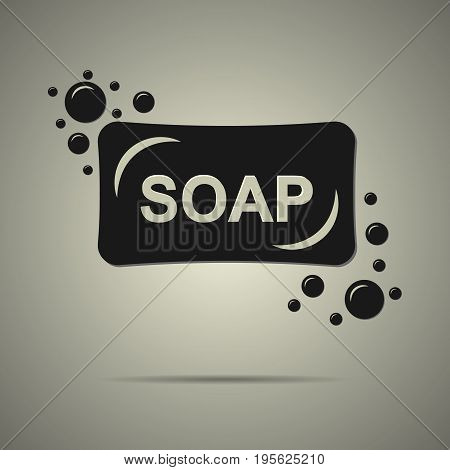 Bath black soap icon in flat style black and white colors