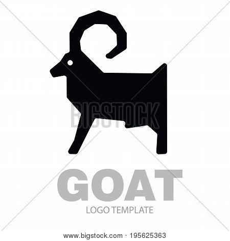 Silhouette stylized drawing goat or nanny - for icon or sign template