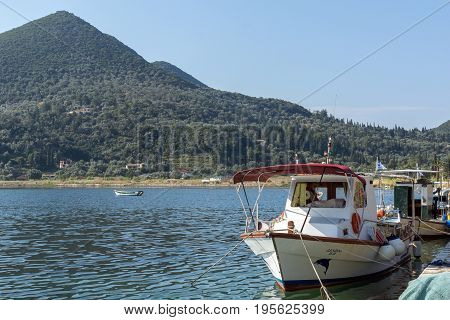NYDRI, LEFKADA, GREECE -  JULY 17, 2014: Boats at Port of Nydri Bay, Lefkada, Ionian Islands, Greece