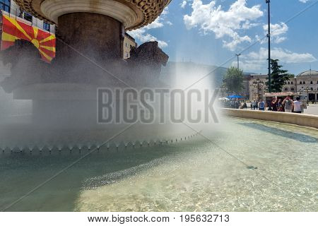 SKOPJE, REPUBLIC OF MACEDONIA - 13 MAY 2017: Philip II of Macedon Monument in Skopje, Republic of Macedonia