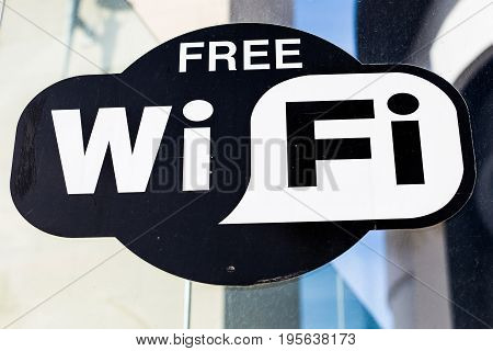 Wi-fi Available here sign. Wi-Fi inscription on green background