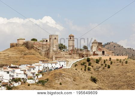 Medieval castle at the andalusian village Alora. Province of Malaga Spain