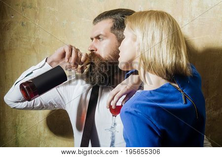 Girlfriend And Boyfriend With Alcoholic Drinks
