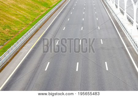Empty Multi-lane Road Asphalt Let The Markings