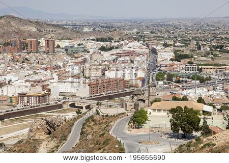 Panoramic view over the old town of Lorca province of Murcia southern Spain