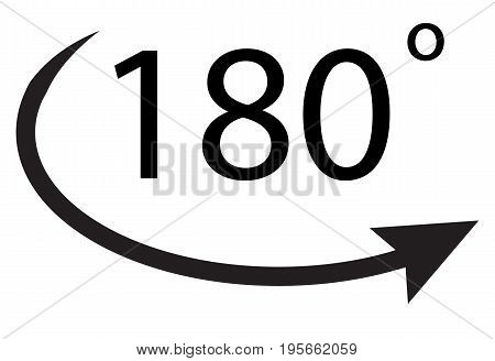 180 degrees icon on white background. 180 degrees sign.