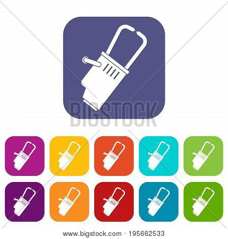 Welding equipment icons set vector illustration in flat style In colors red, blue, green and other