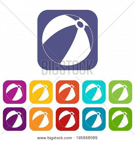 Ball for children to play icons set vector illustration in flat style In colors red, blue, green and other