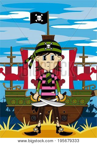 Bandana Pirate Girl & Ship.eps