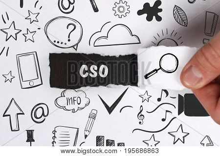 Business, Technology, Internet And Network Concept. Young Businessman Shows The Word: Cso
