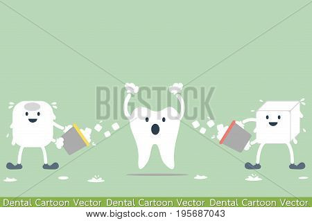 dental cartoon vector - tooth problem - hypersensitive teeth from ice water