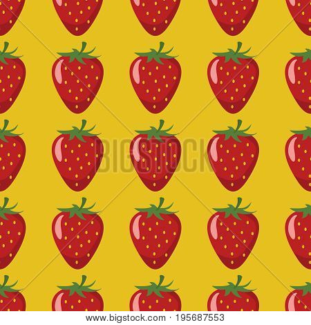 Strawberry vector seamless pattern. Cartoon fruit stylish texture. Repeating strawberry fruit seamless pattern background for friut design and web