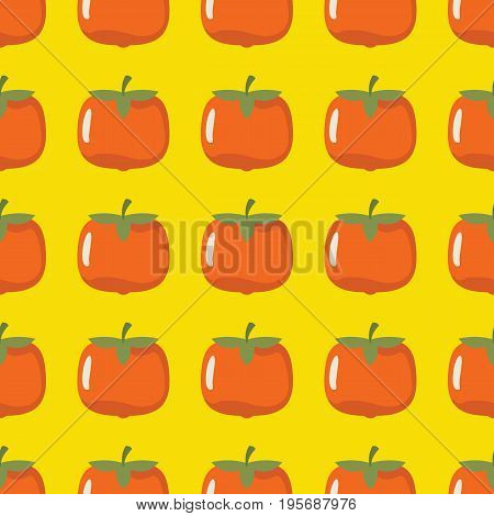Persimmon vector seamless pattern. Cartoon fruit stylish texture. Repeating persimmon fruit seamless pattern background for friut design and web