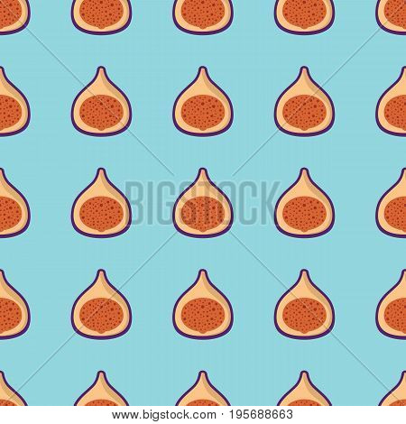 Fig vector seamless pattern. Cartoon fruit stylish texture. Repeating fig fruit seamless pattern background for friut design and web