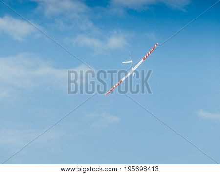 Rc Soaring Plane On Blue Sky