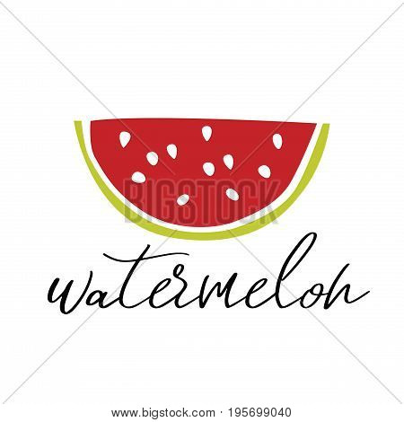 Watermelon in minimalism style vector illustration. Summer poster. Hello summer
