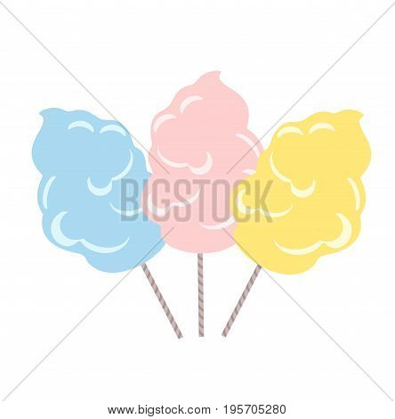 Set a traditional cotton candy. Cotton candy in flat style isolation on a white background. Vector stock.