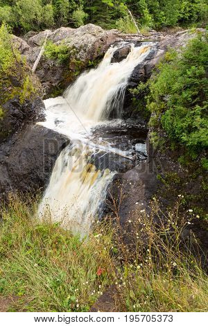 Gabbro Falls near Ironwood Michigan. The Black River flows over this waterfall on its journey to Lake Superior in the Upper Peninsula of Michigan