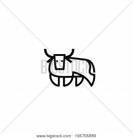 Linear stylized drawing of bull ox or cow - for icon or sign template