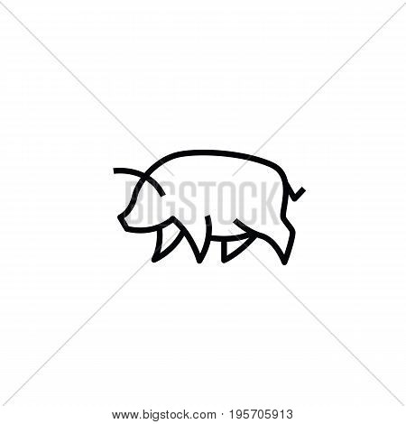 Linear stylized drawing of pig swine - for icon or sign template