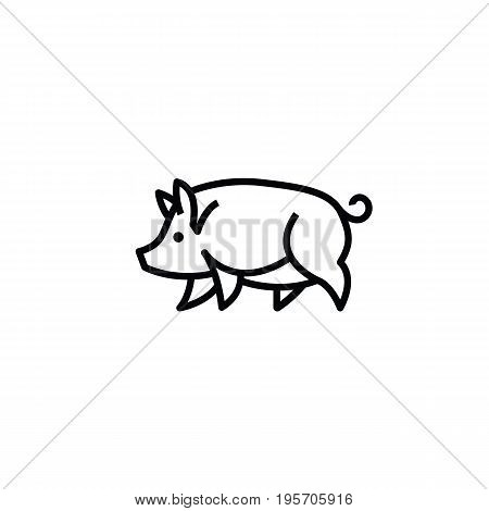Linear stylized drawing of pig swine - for icon or sign template