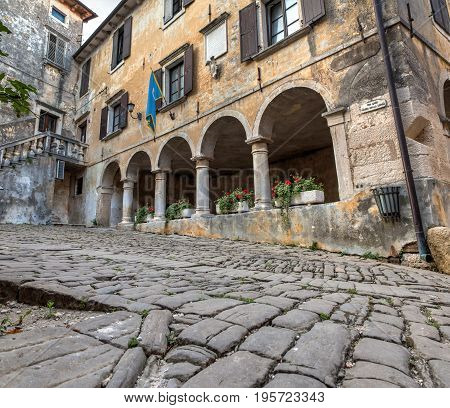 View of the town lodge in Groznjan Istria. Croatia