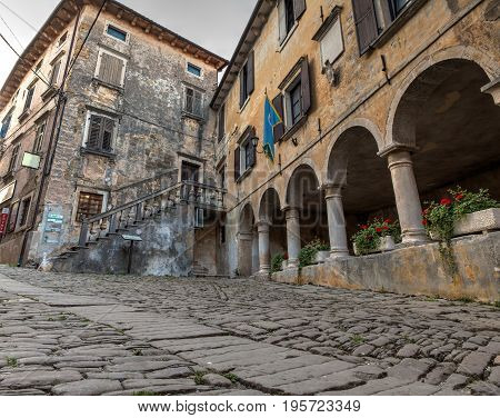 View of the town lodge in Groznjan Istria. Croatia