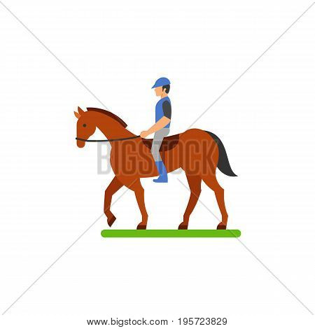 Icon of horseback rider. Equestrian, jockey, dressage. Horse riding concept. Can be used for topics like sport, activity
