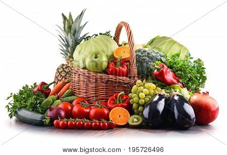 Assorted Raw Organic Vegetables And Fruits