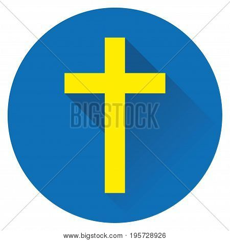 icon cross Jesus yellow on a blue background