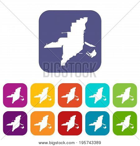 Florida map icons set vector illustration in flat style In colors red, blue, green and other