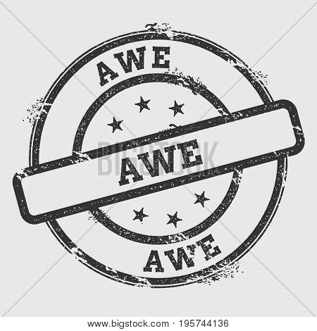 Awe Rubber Stamp Isolated On White Background. Grunge Round Seal With Text, Ink Texture And Splatter
