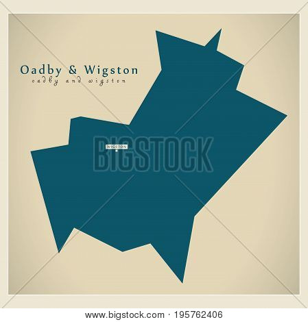 Modern Map - Oadby And Wigston District Of  Leicestershire England Uk Illustration