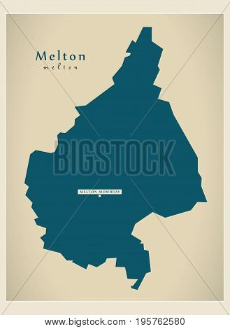 Modern Map - Melton District Of  Leicestershire England Uk Illustration